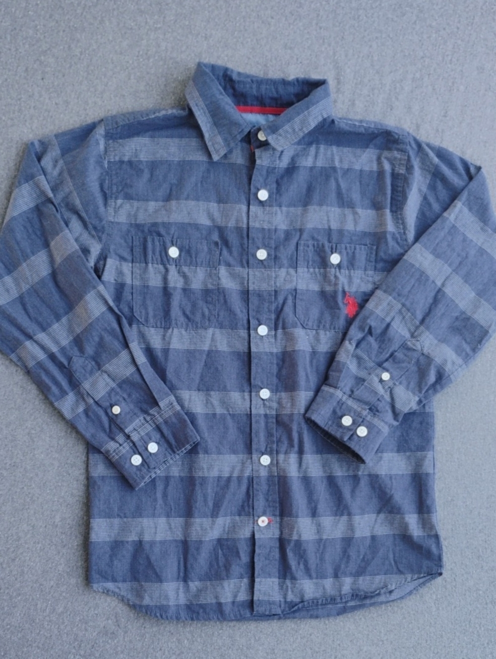 Polo by Ralph Lauren Men’s Blue Plaid Button-Down Shirt with Red Pony